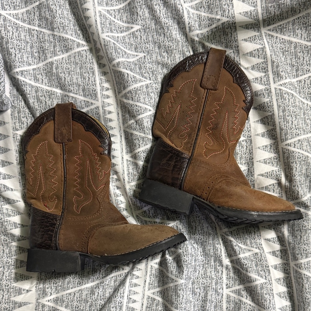 Tony Lama Brown Leather Cowboy Boots - KIDS
